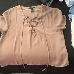Forever 21 Lace-Up Blouse - Brown